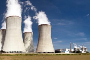 Nuclear Plants With A Blue Sky Background 