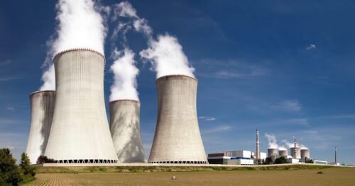 Nuclear Plants With A Blue Sky Background
